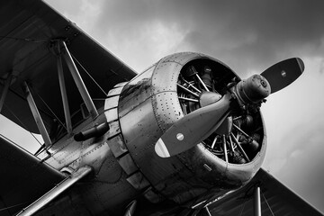 a black and white photo of an old airplane
