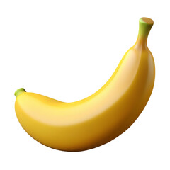 A 3d banana isolated on transparent background.