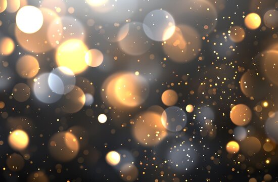 F sighet background with a golden light effect, bokeh and glitter on a transparent black background vector illustration, stock photo, white background and gold light effect, bokeh effect, illustration