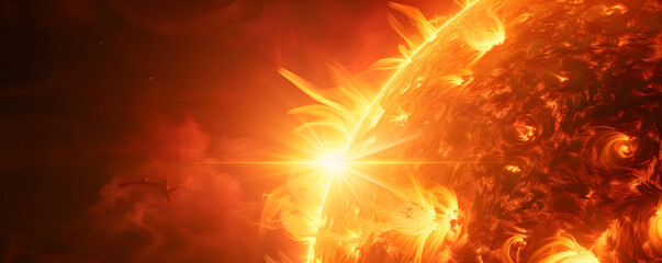 Fiery Sun With Glowing Corona Illustration