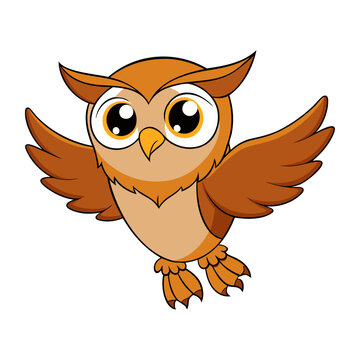 brown owl flying white background clip art preview
