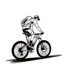 Obraz premium Illustration sketch of a man riding bicycle