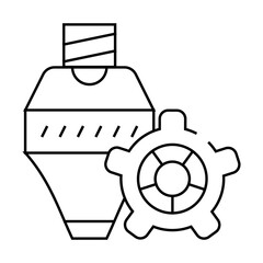 consumables, print head and gear line icon vector. consumables, print head and gear sign. isolated contour symbol black illustration
