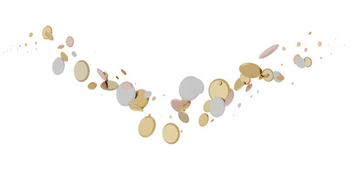Sprinkle of Success: Spectacular 3D Illustration Showcasing Cascading gold Confetti