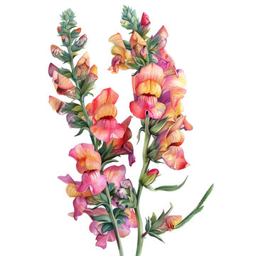 A vibrant illustration of snapdragon flowers in various colors, showcasing nature's beauty.