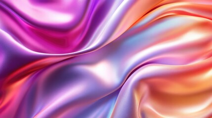 Obraz premium Soft satin fabric waves multicoloured background design. Texture with smooth flowing patterns and light shiny effect