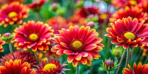 Vibrant red and yellow flowers in full bloom, red, yellow, flowers, vibrant, bloom, garden, flora, botanical, vibrant colors