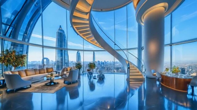 luxurious penthouse with panoramic city view