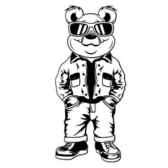 Cool Teddy | Teddy Bear | Fashion Teddy | Hippie Grizz | Hipster Teddy | Stylish Teddy | Gangster Bear | Hiphop Bear | Original Illustration | Vector and Clipart | Cutfile and Stencil