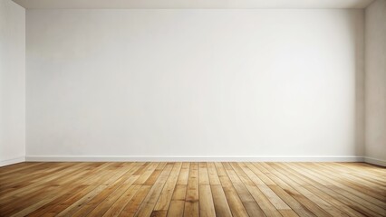 White empty room with a wooden floor for product display , minimalist, modern, interior, showcase, exhibition, clean