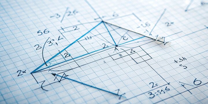 Trigonometry concept with mathematical formulas and equations on white background, trigonometry, math, geometry, angles