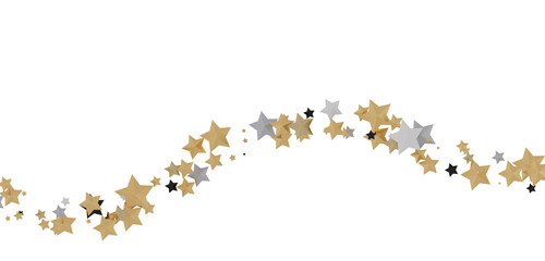 A Shower of Celestial Beauty: 3D Gold Stars Rain Illustration Bedazzles