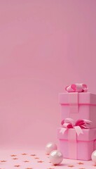 1w Clean pink background with some birthday present at the bottom of the image stacked photo 