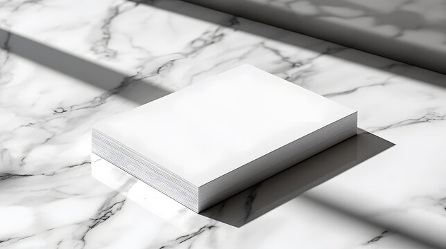 White business card mockup on a plain white background with soft shadows and subtle texture