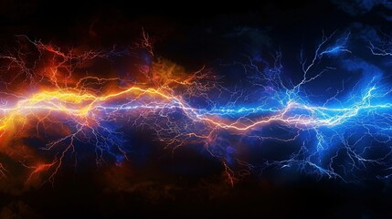 Obraz premium Abstract Lightning Bolt Background with Orange and Blue Hues