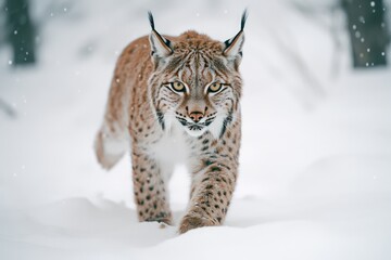Obraz premium Lynx in Snowy Winter Forest