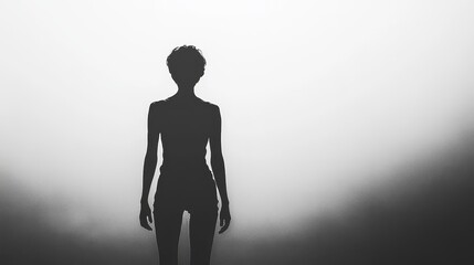 Fototapeta premium Minimalist style character silhouettes create a sharp contrast between black and white, showcasing a visual contrast of simple lines. Highlighting the artistic expression of simplicity and abstraction