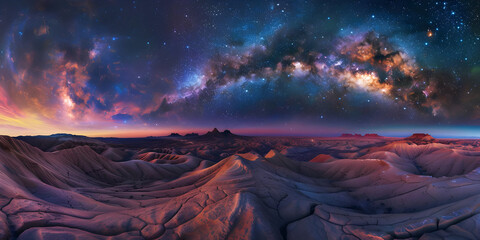 Night Sky Over a Desert Landscape - Digital Illustration