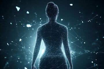 A beautiful and fit athletic woman posing gracefully in a unique weave style, showcasing strength and elegance.
