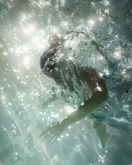 Fototapeta premium Dynamic Dive: Women's Triathlon Swimming Segment