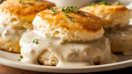 Buttery Biscuits Drenched in Creamy Gravy