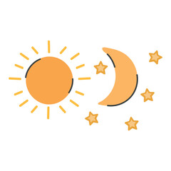 Sun and moon icon clipart avatar logtotype isolated vector illustration