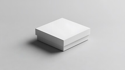 White box mockup displayed on a neutral grey background, with soft lighting and minimalistic design
