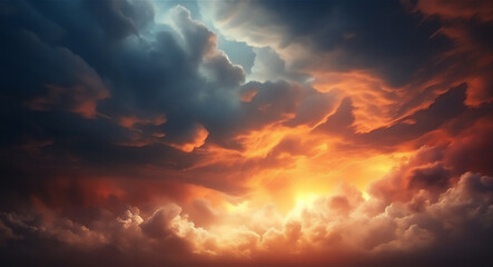 Fototapeta premium Sunset sky with beautiful dramatic clouds version 45