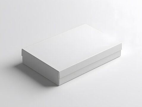 White box mockup placed on a plain white background, showing clean and simple lines