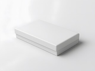 Fototapeta premium White packaging box mockup shown closed, with a subtle texture and minimalistic design