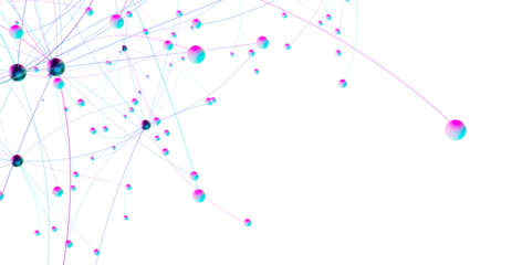 Multi color connected lines and dots network 3d illustration