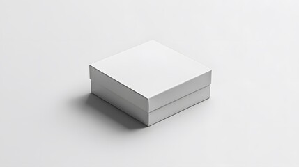 Minimalist white box mockup on a clean white background with no distractions