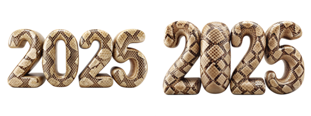 Figure 2025 with snake skin on transparent background PNG file