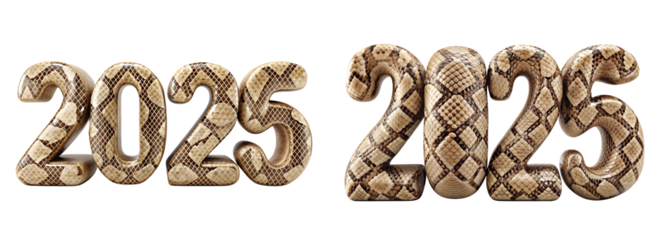 Figure 2025 with snake skin on transparent background PNG file