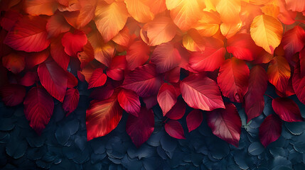 Autumn Leaves Background with Gradient of Red and Yellow