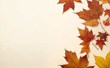 Fototapeta premium blank background thanksgiving material with Autumn maple leaves copy space