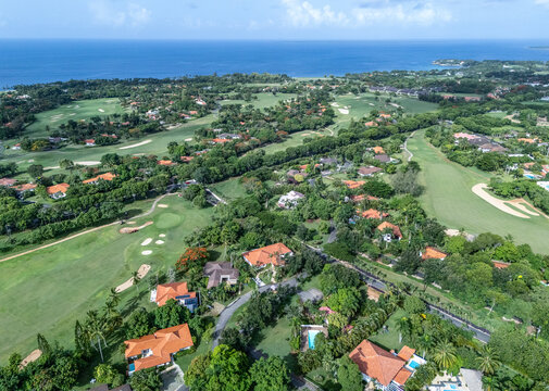 aerial view of golf course and homes n La Romana district Dominican Republic
