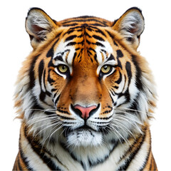 A tiger looking at the camera on transparent background