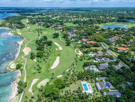 aerial view of golf course and homes n La Romana district Dominican Republic