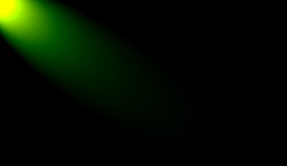 yellow light beam on the upper side with a dark background