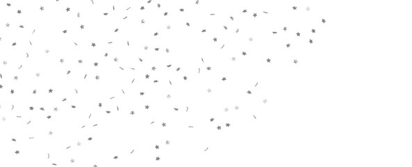 Silver stars confetti on gray background. Christmas or winter festive background