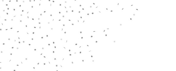 Silver stars confetti on gray background. Christmas or winter festive background