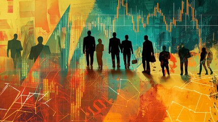 "Depict a scenario of market manipulation with stock charts showing unnatural spikes and dips, shadowy figures pulling strings, and the vulnerability of retail investors