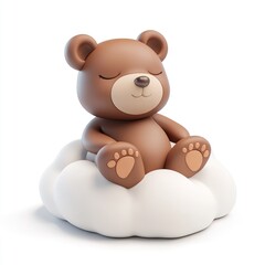 Obraz premium Cute Teddy Bear Sleeping on a Cloud