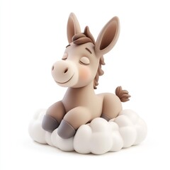Obraz premium Cute Donkey on a Cloud