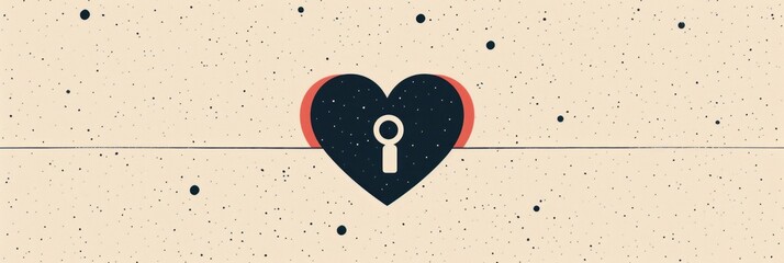 Abstract heart with keyhole and  dots.