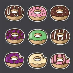 set of donut good for sticker design, pattern design, food design, etc
