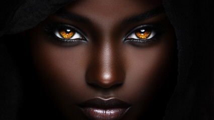 Naklejka premium Elegant Black Female Model with Cat Eyes