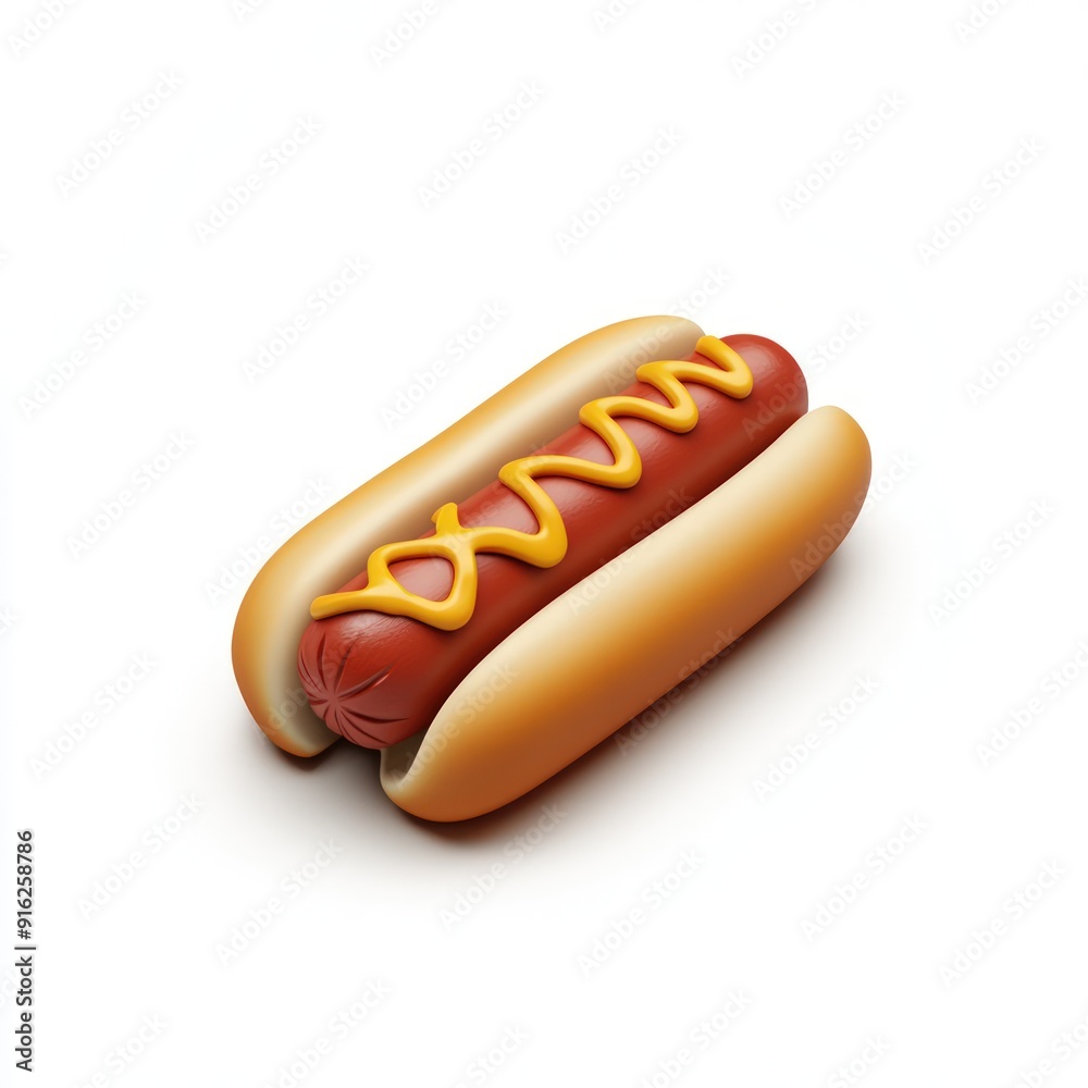 Poster Classic American Hot Dog with Mustard