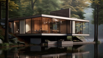 Modern luxury home with expansive windows and natural light for an open and elegant living space.